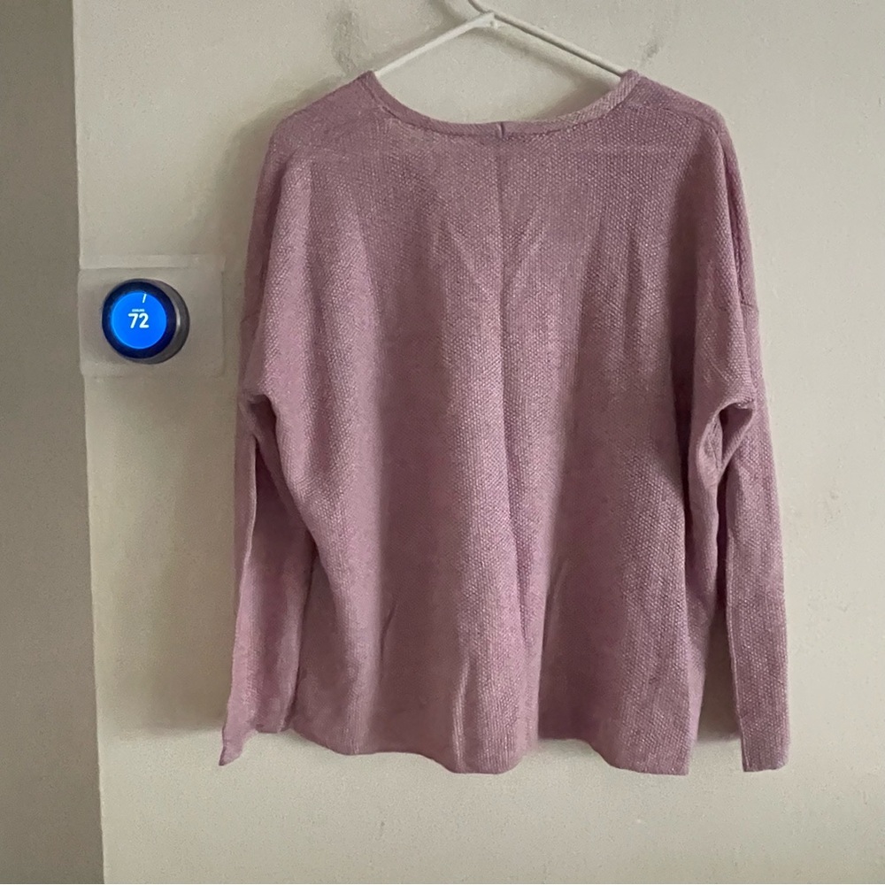 Eileen Fisher Pink V Neck Sweater Lightweight Knit size medium